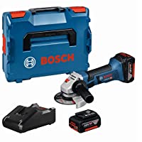 Bosch Professional GWS 18-125 V-LI - Amoladora angular para metal a batería (2 baterías x 4.0 Ah- 18V- 10000 rpm- Disco…